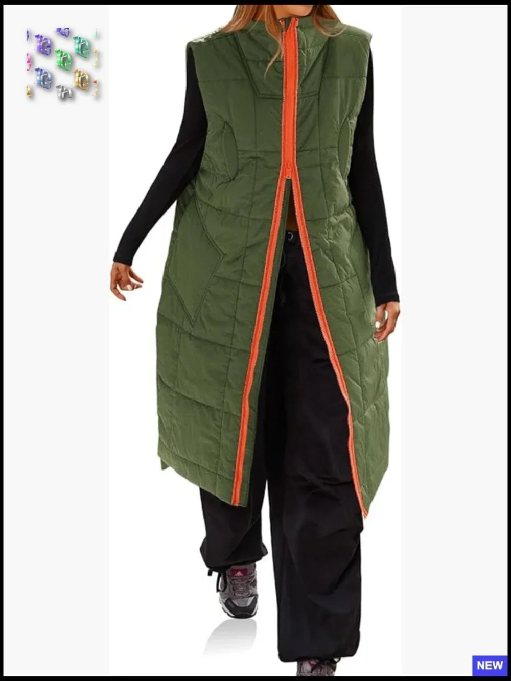 Long Quilted Puffer Vest Lightweight Packable Sleeveless Winter Jacket Chic - Picture 1 of 5
